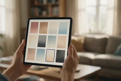 On-demand film and series library browsing on a tablet held in one hand